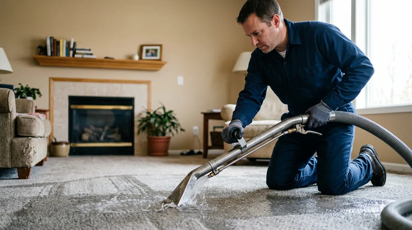 Water damage restoration technician working near Bledsoe, TX